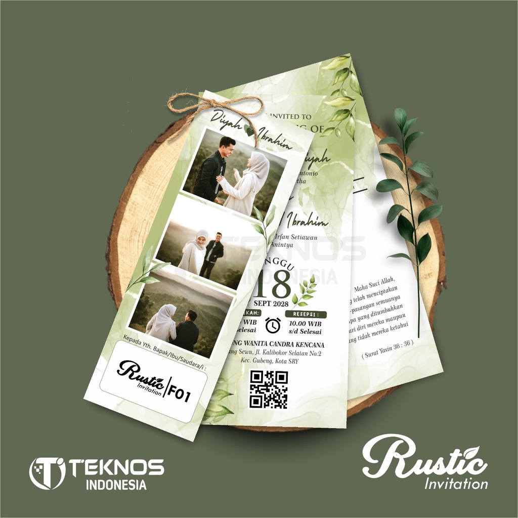 Jual Undangan Pernikahan Rustic Tali Full Colour Elegant Rustic