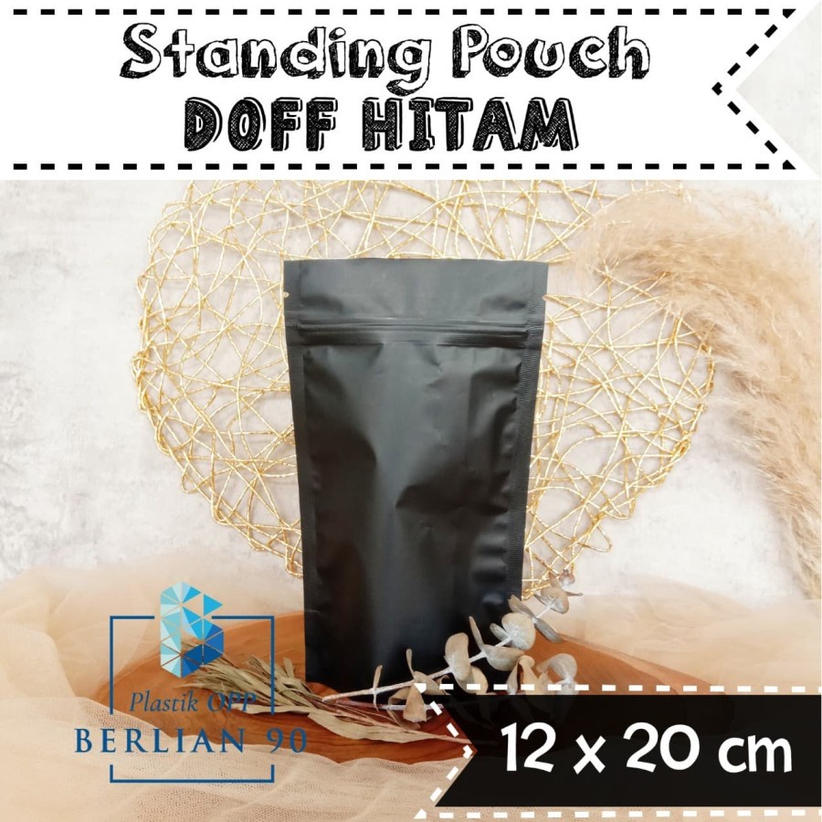 Jual Plastik Standing Pouch Doff Hitam 12x20 Cm Isi 50 Lembar Plastik