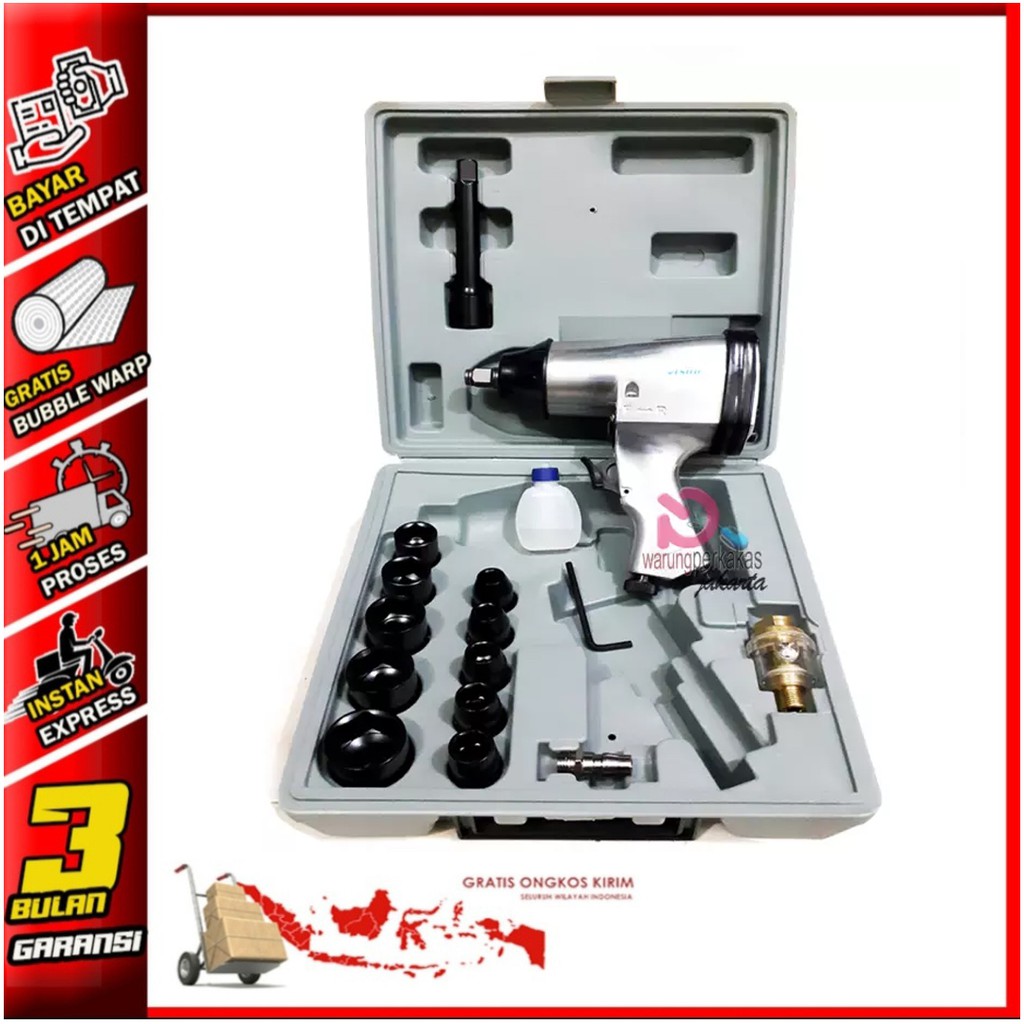 Jual Mollar Air Impact Wrench Kit Inch Mesin Buka Baut Angin