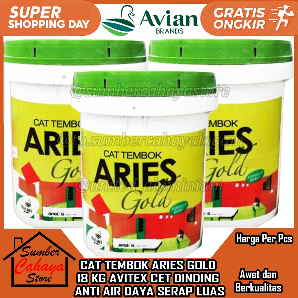 Jual CAT TEMBOK AVITEX ARIES GOLD 18 KG INTERIOR DINDING DALAM RUMAH