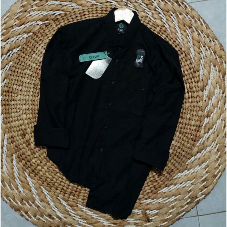 Jual HEM Hitam Polos Pria Kemeja Hitam Lengan Panjang Pria Kemeja