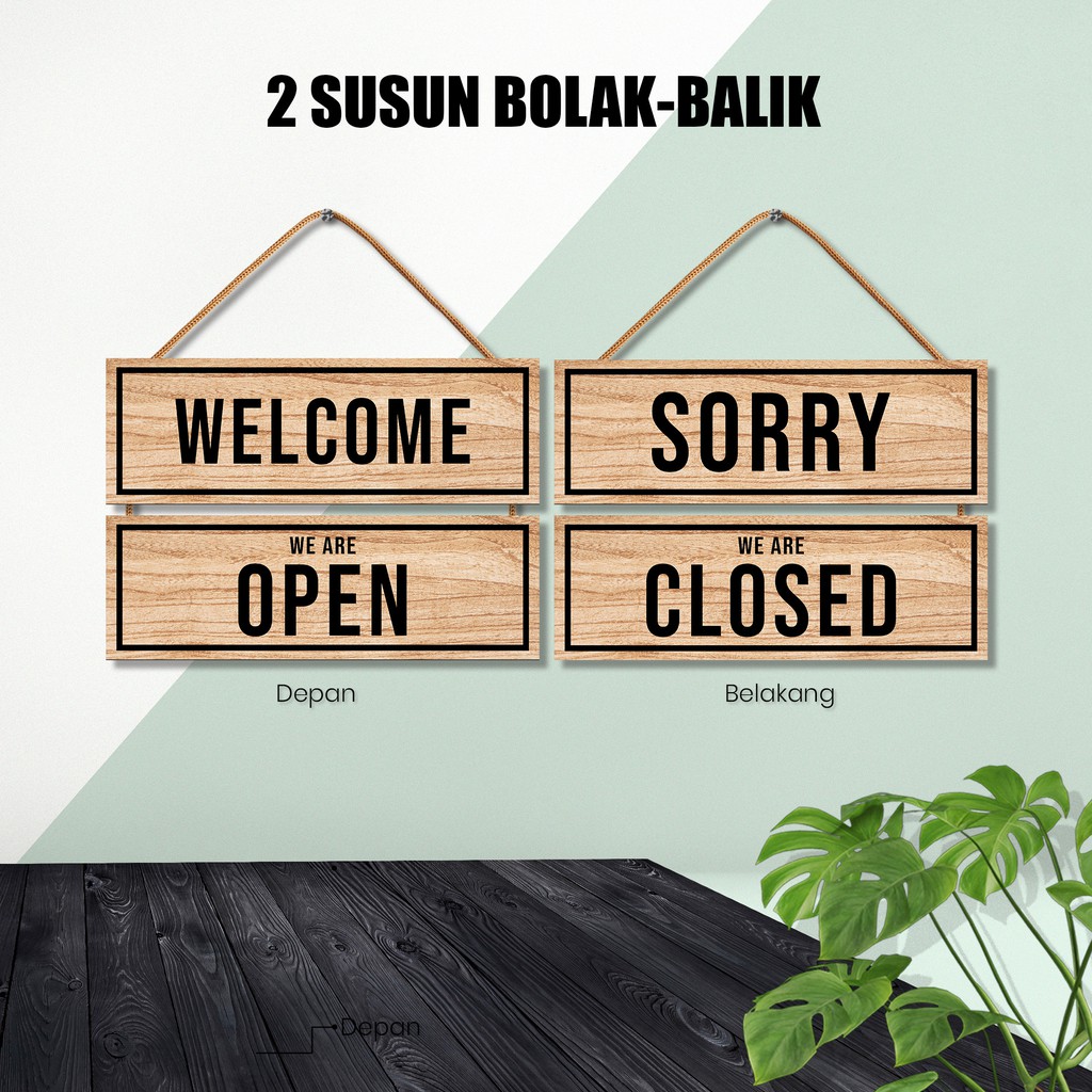 Jual Sign Board Papan Nama Kayu Tanda Open Closed Toilet No Smoking