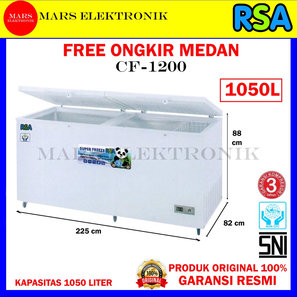 Jual CHEST FREEZER RSA CF 1200 KAPASITAS 1050 LITER CF 1200