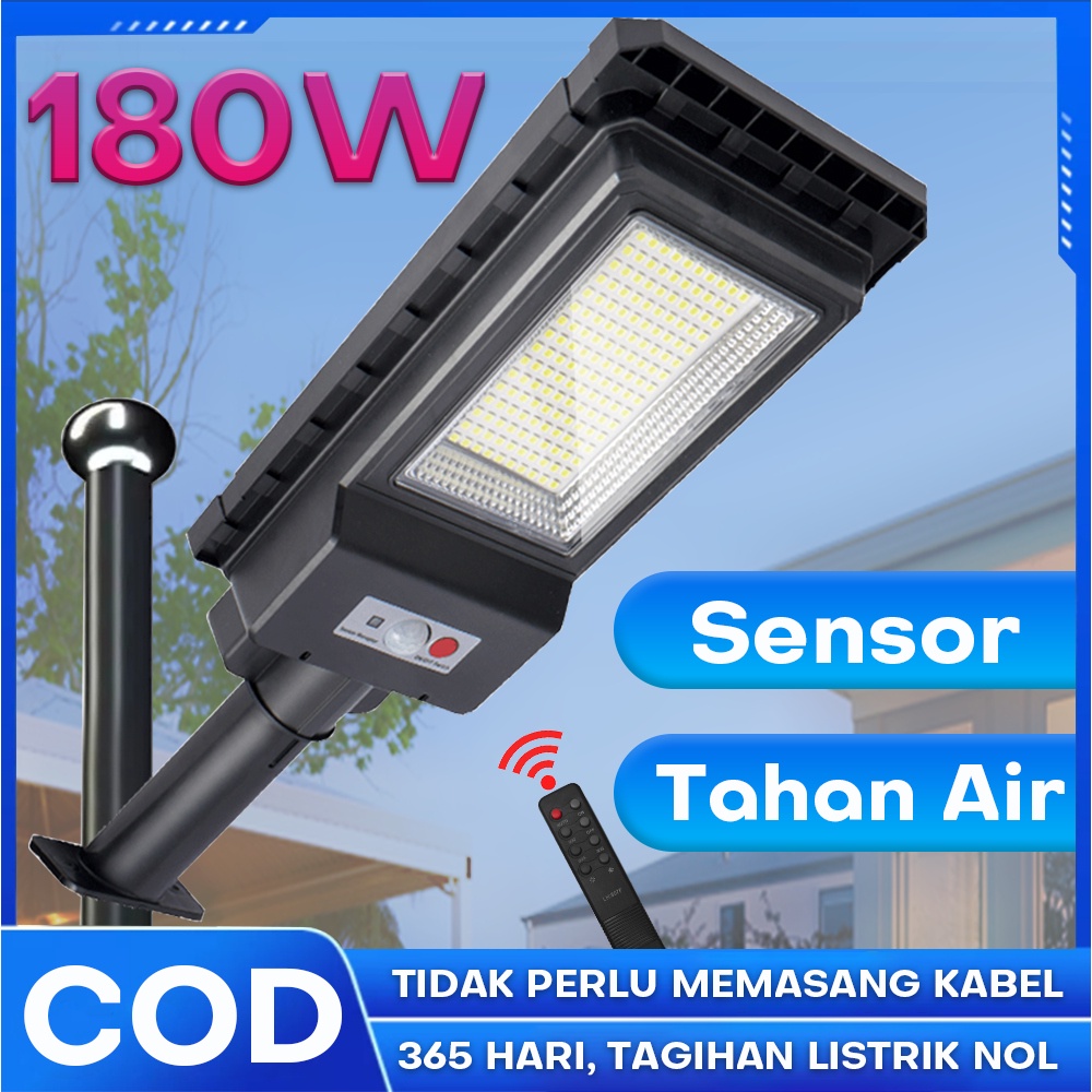 Jual COD Lampu Jalan Solar Cell LED 180Watt Sensor Gerak Lampu Solar