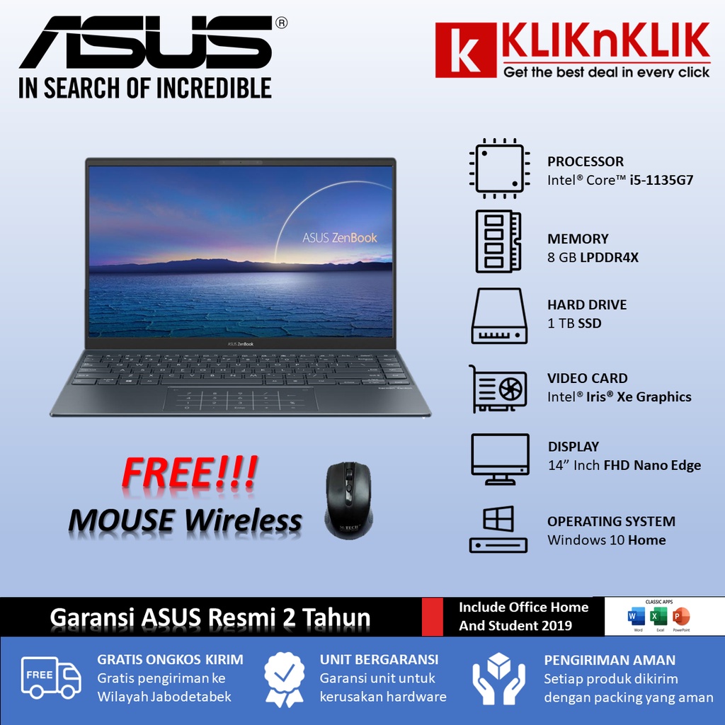 Jual Asus Zenbook Ux Eal Wips Evo I G Gb Tb Ssd Fhd