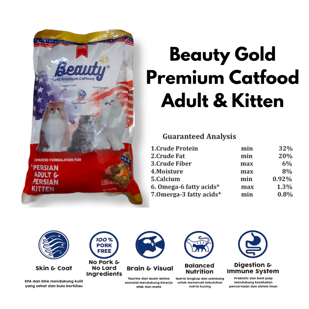 Jual PREMIUM BEAUTY GOLD MAKANAN KUCING PERSIAN ADULT KITTEN PREMIUM