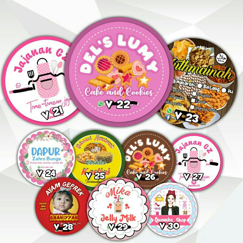 Jual Label Stiker Toko Kue Makanan Toples Sticker Nama Brand Toko Tahan