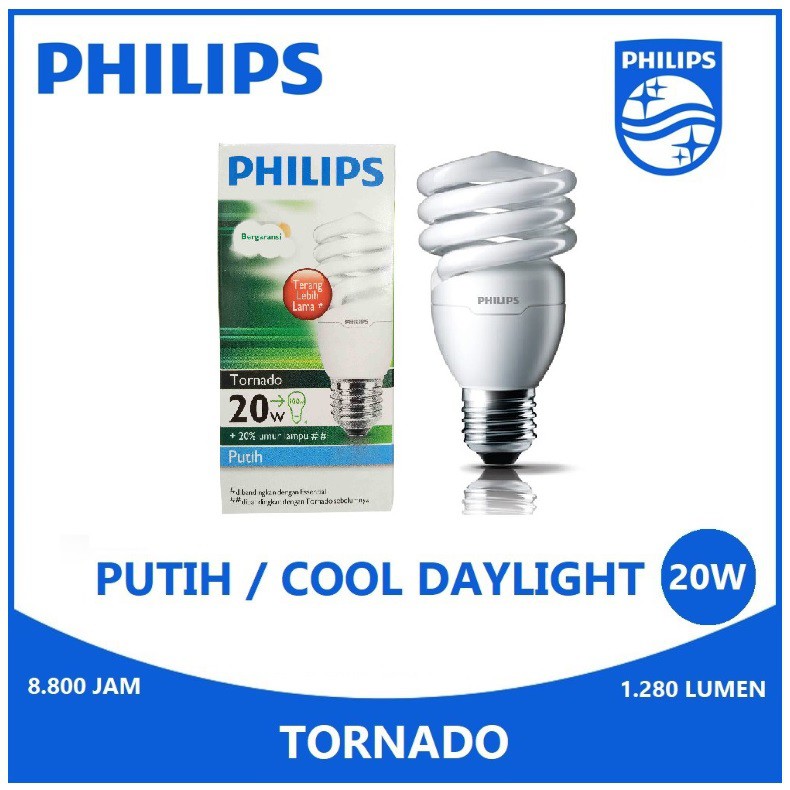 Jual Lampu Philips Tornado 20W Putih Cool Daylight 6500K Spiral 20 Watt