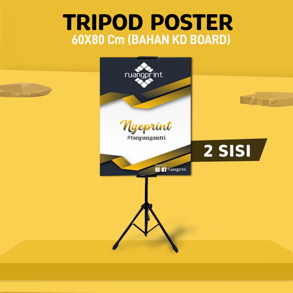 Jual Tripod Banner 2 Sisi Plus Printing Bahan KD Board Ukuran 60x80