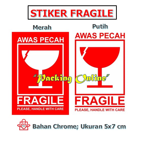 Sticker Fragile Awas Pecah Handle With Care X Cm X Cm Jual Per