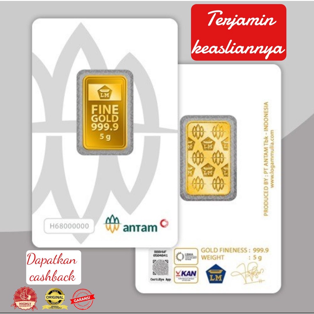 Jual Emas ANTAM Logam Mulia Certicard 5 Gram Press Certieye Retro