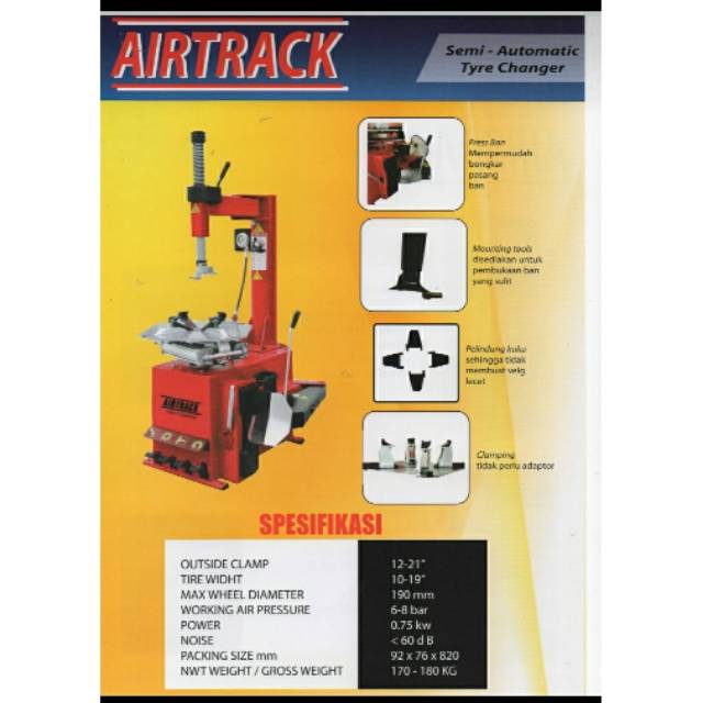 Jual ALAT BUKAAN BAN MOTOR TIRE CHANGER MERK AIRTRACK SAMPAI RING 20