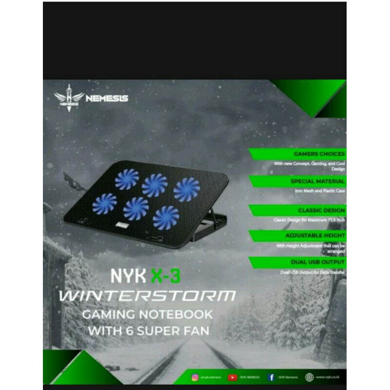 Jual COOLING PAD GAMING NOTEBOOK NYK NEMESIS X 3 WINTERSTORM Shopee