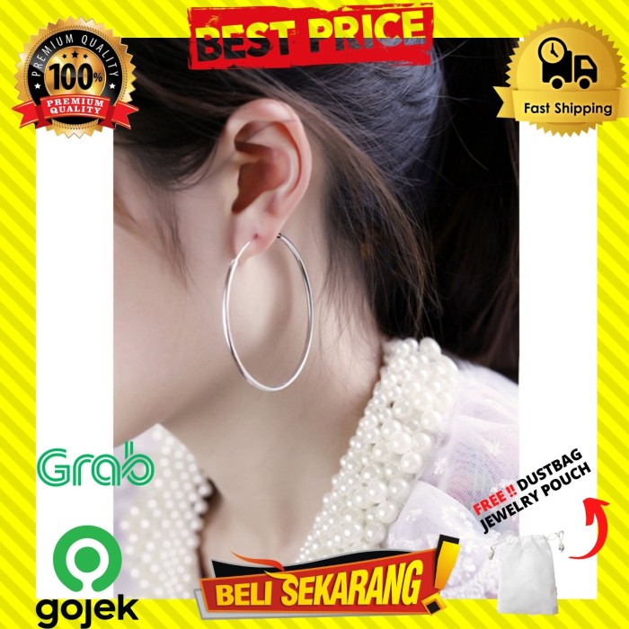 Jual Pasang Anting Hoop Ring Bulat Wanita Titanium Korea Besar Premium