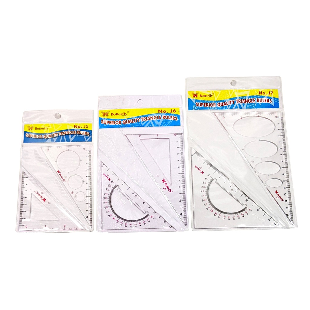 Jual Penggaris Segitiga Butterfly Ruler Penggaris Segitiga Set J