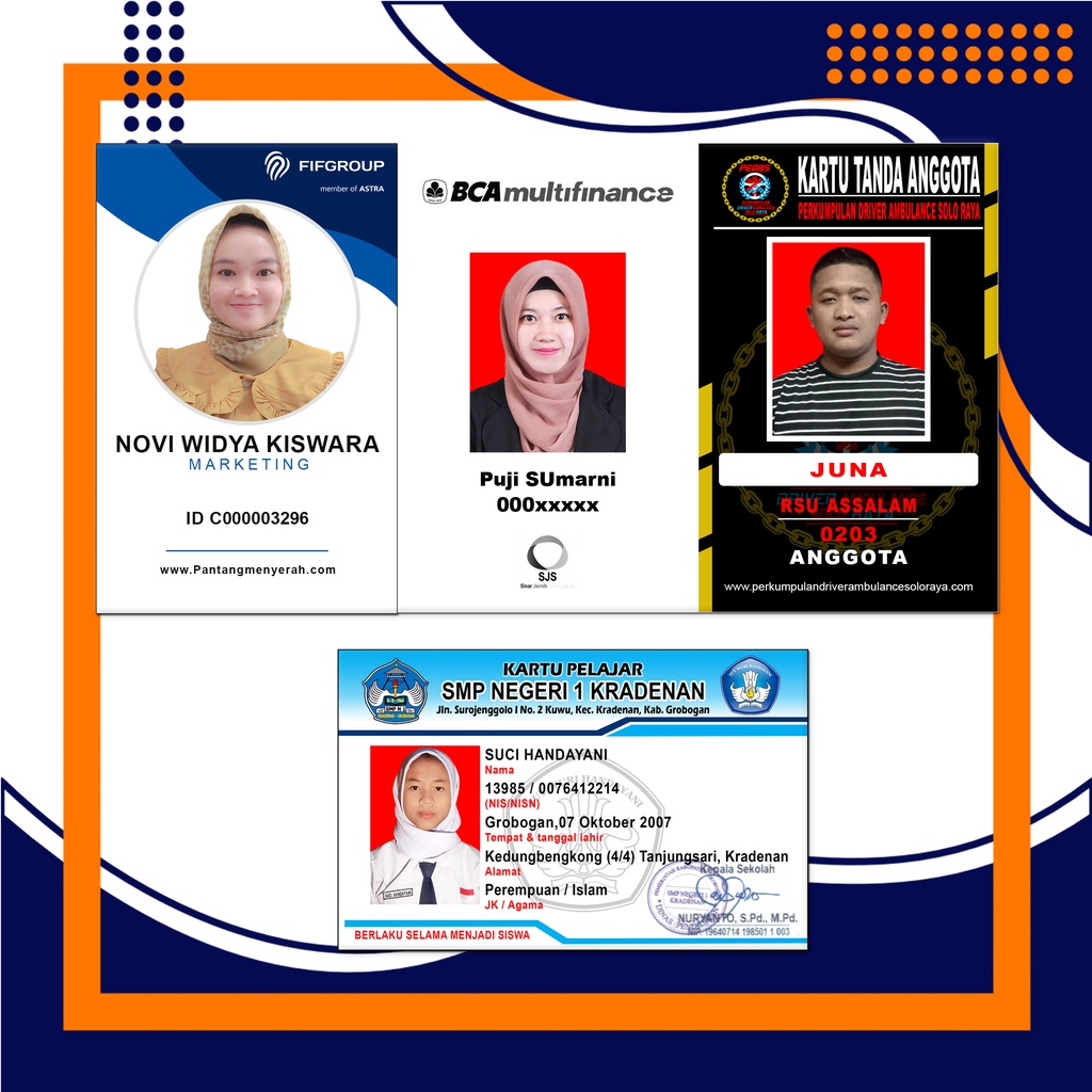 Jual Cetak Id Card Kta Kartu Member Kartu Pelajar Bahan Pvc Premium