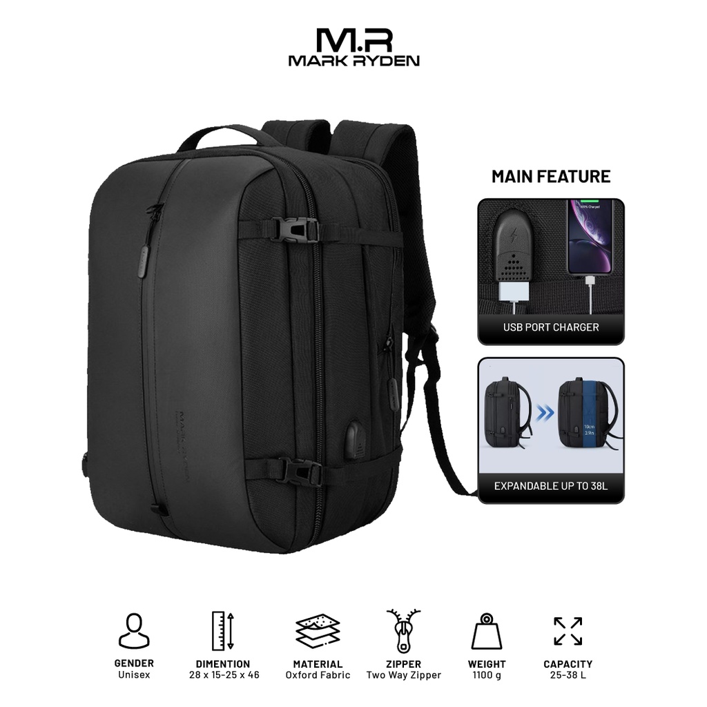 Jual Mark Ryden MR1930SJ Backpack Bag Tas Ransel USB Laptop 15 6