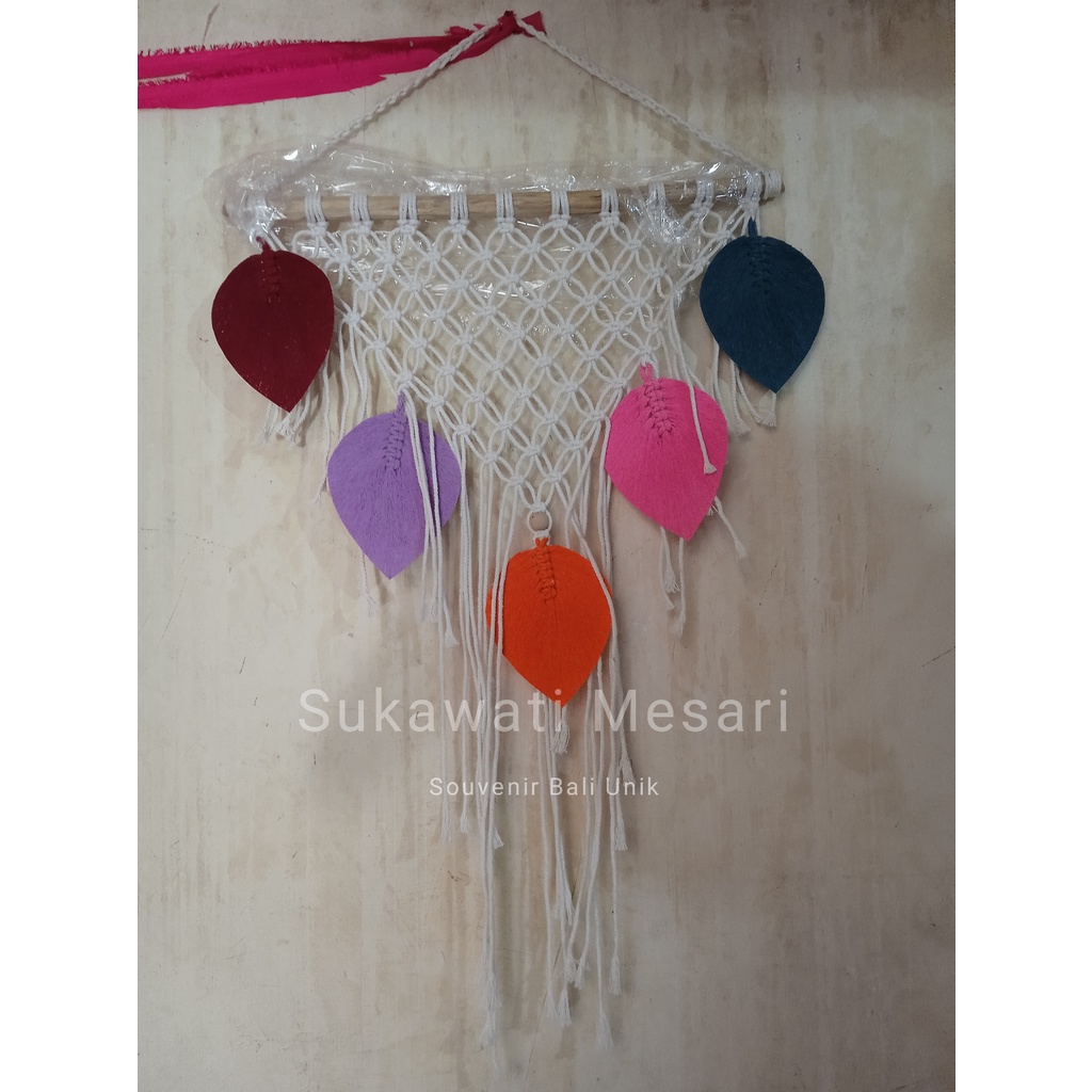 Jual Dream Catcher Macrame Daun Warna Warni Rajut Dekorasi Kerajinan