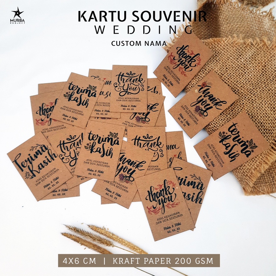 Jual KARTU UCAPAN TERIMA KASIH CUSTOM 1 PACK ISI 25 THANK CARD