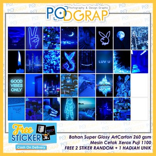 Jual Poster Dingding Aesthetic Neon Blue Edisi Special A Shopee