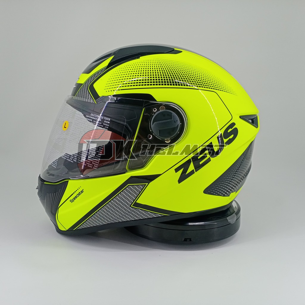 Helm Full Face Zeus Motif ZS 811 Fluo Yellow Fluo AL6 Black Free Dark