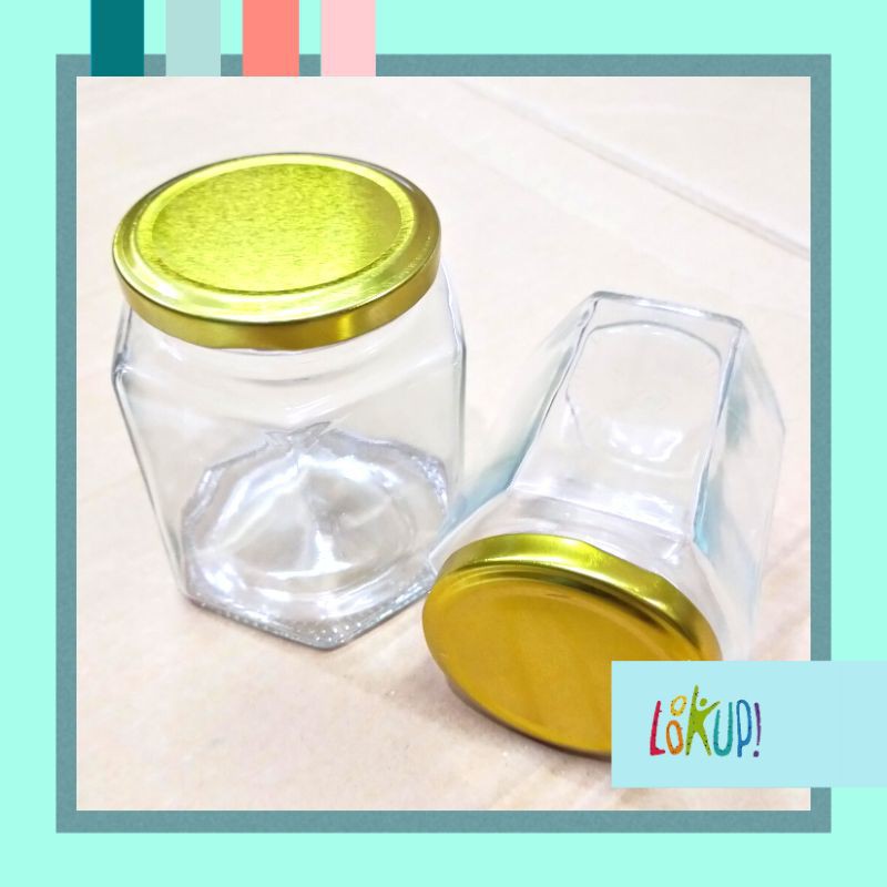 Jual Botol Kaca Jar Selai Bening Segi Enam Tutup Gold Shopee Indonesia