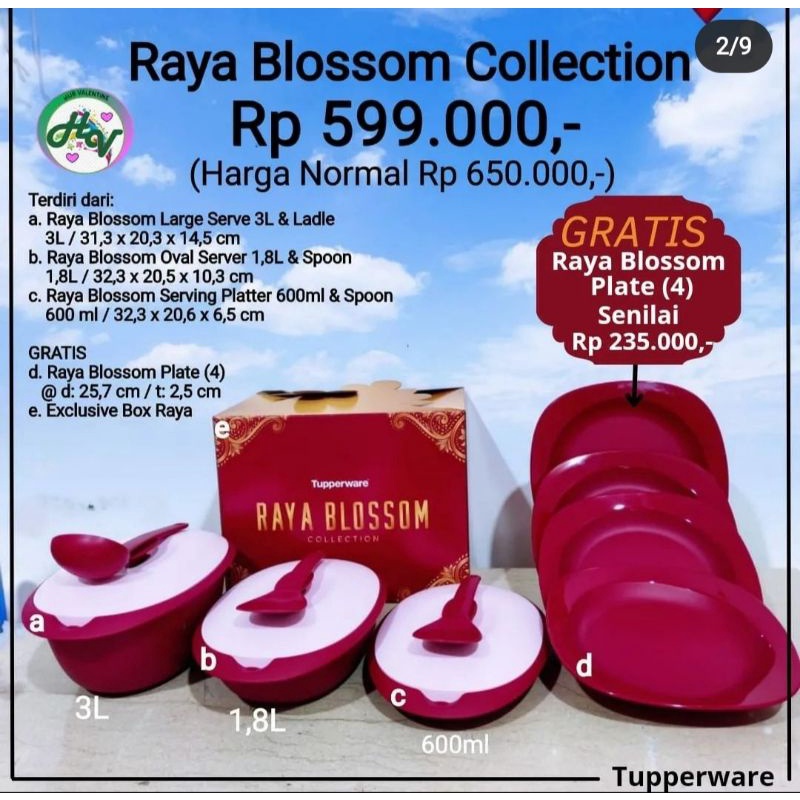 Jual Tupperware Raya Blossom Collection Set Wadah Saji Gift Box Idul