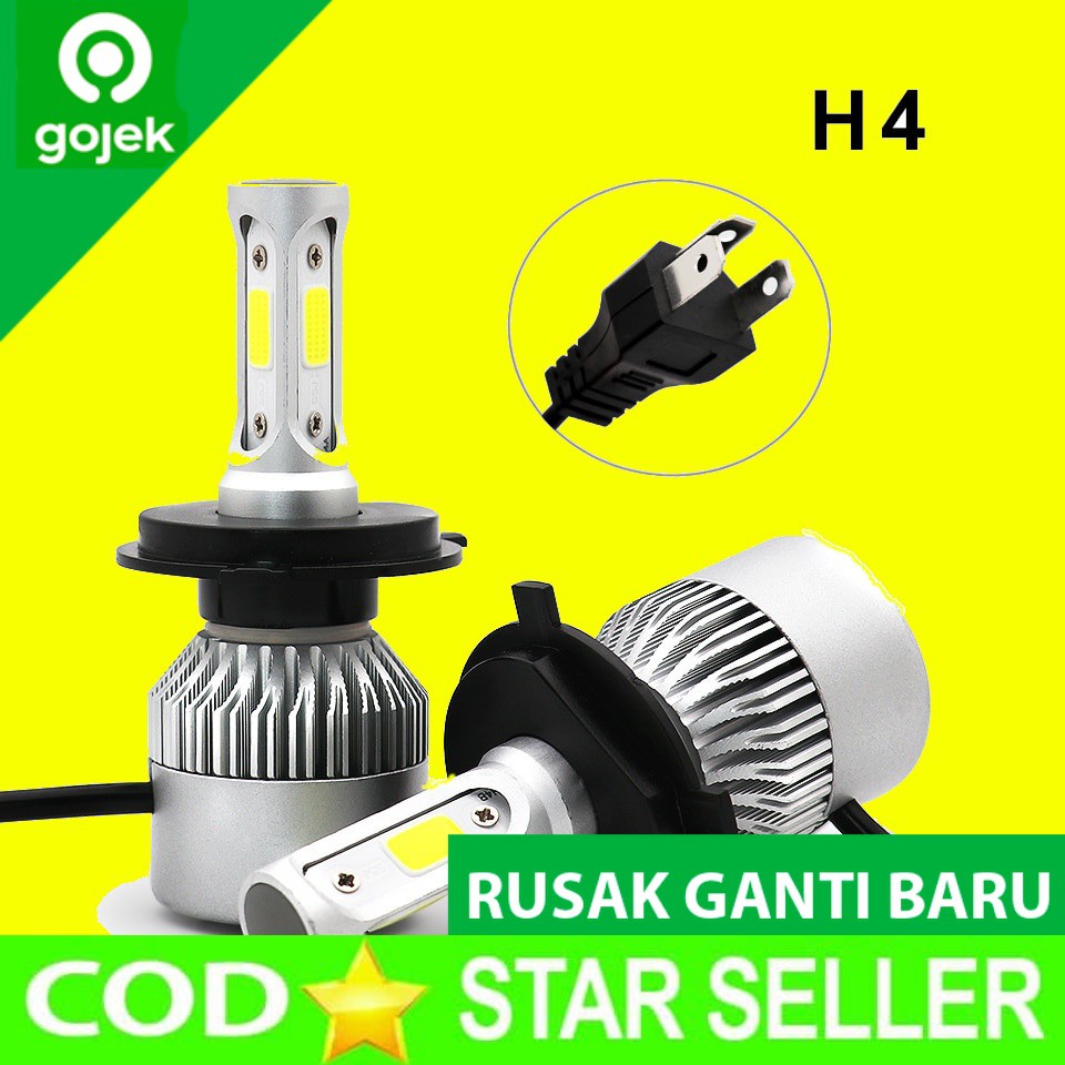 Jual Lampu Mobil Headlight LED COB C6 Headlight 8000LM H4 S2 Chip 2 PCS