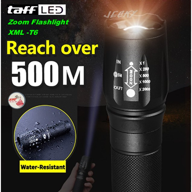 Jual Senter Super Terang Flashlight TAFFLED LED Cree XM L T6 5000