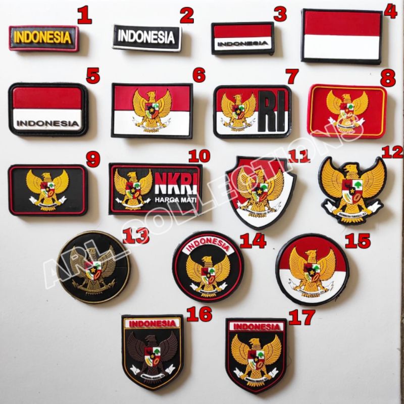 Jual Patch Rubber Logo Garuda Bendera Merah Putih Indonesia Tempelan