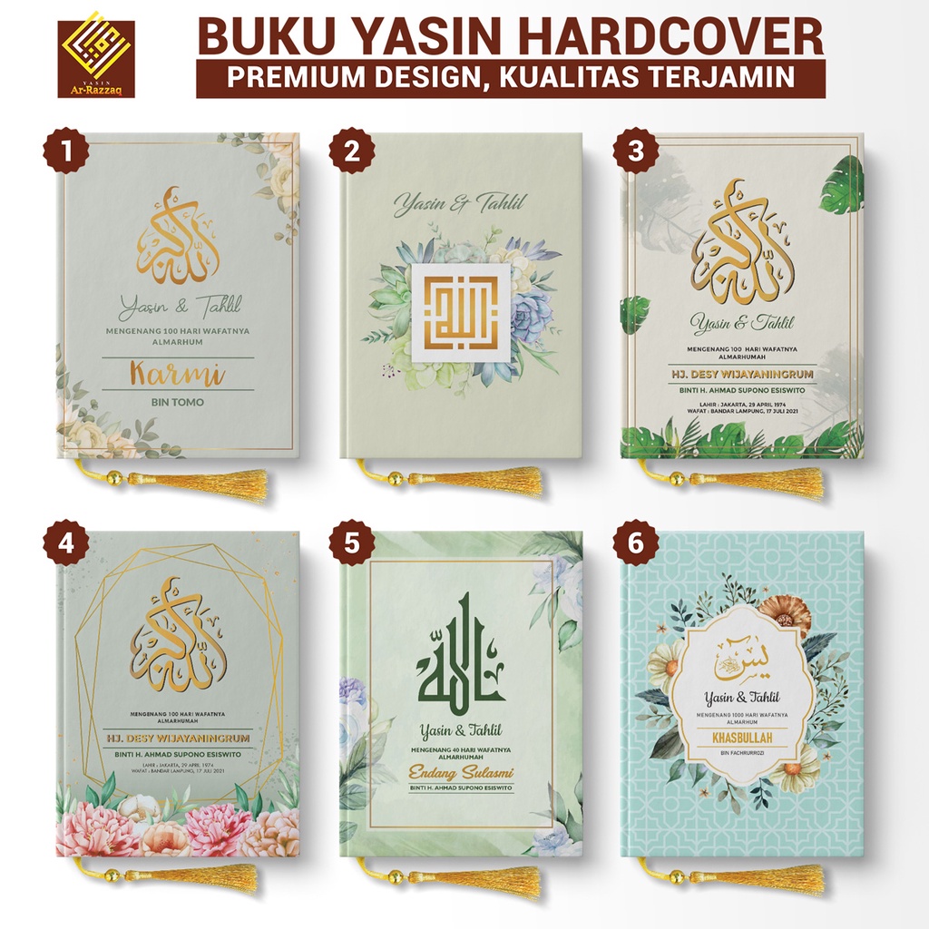 Jual CETAK BUKU YASIN HARDCOVER CUSTOM DESAIN DAN NAMA YASIN MURAH