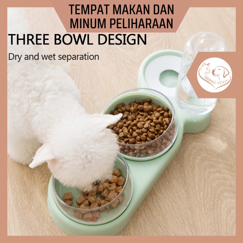 Jual Tempat Makan Minum Anjing Kucing 3in1 Pet Bowl Water Dispenser