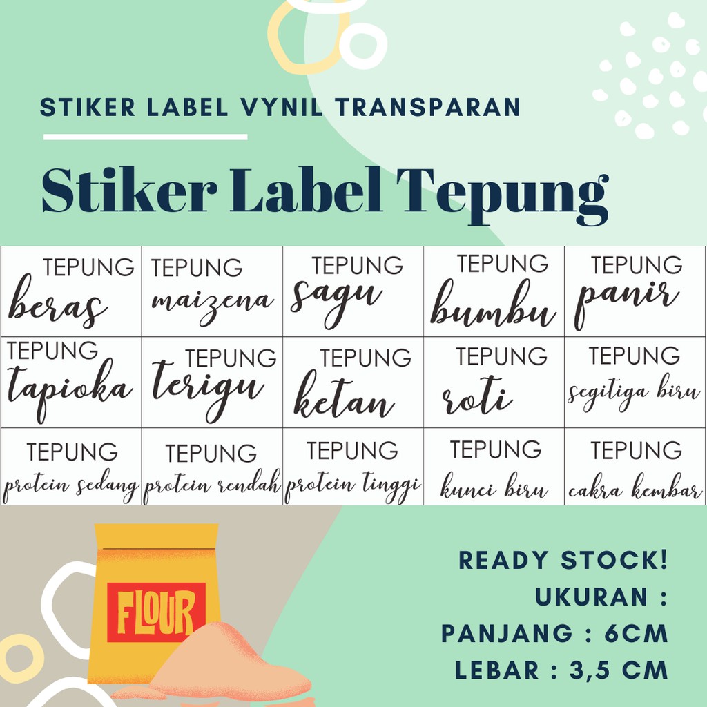 Jual Stiker Label Bumbu Pantry Label Nama Bumbu Dapur Vinyl