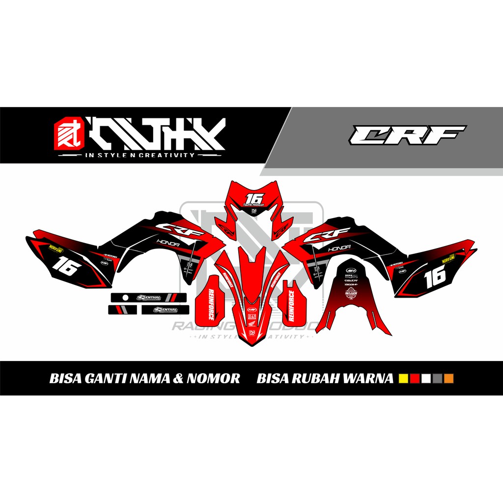 Jual Decal CRF 150 L Full Body Merah Hitam Bisa Pakai Nama Nomor