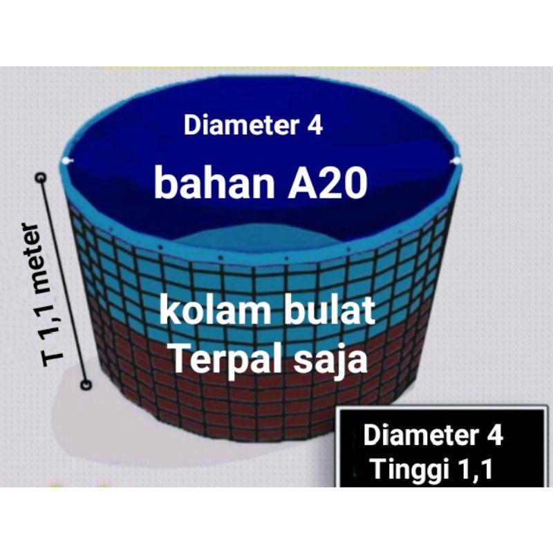 Jual Terpal Kolam Terpal Ikan Bulat Bahan A20 Ukuran Diameter 4 Tinggi