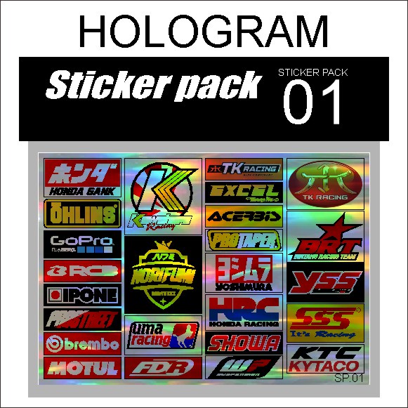 Jual Sticker Pack 01 Racing Aksesoris Stiker Motor Helm Hologram Plus