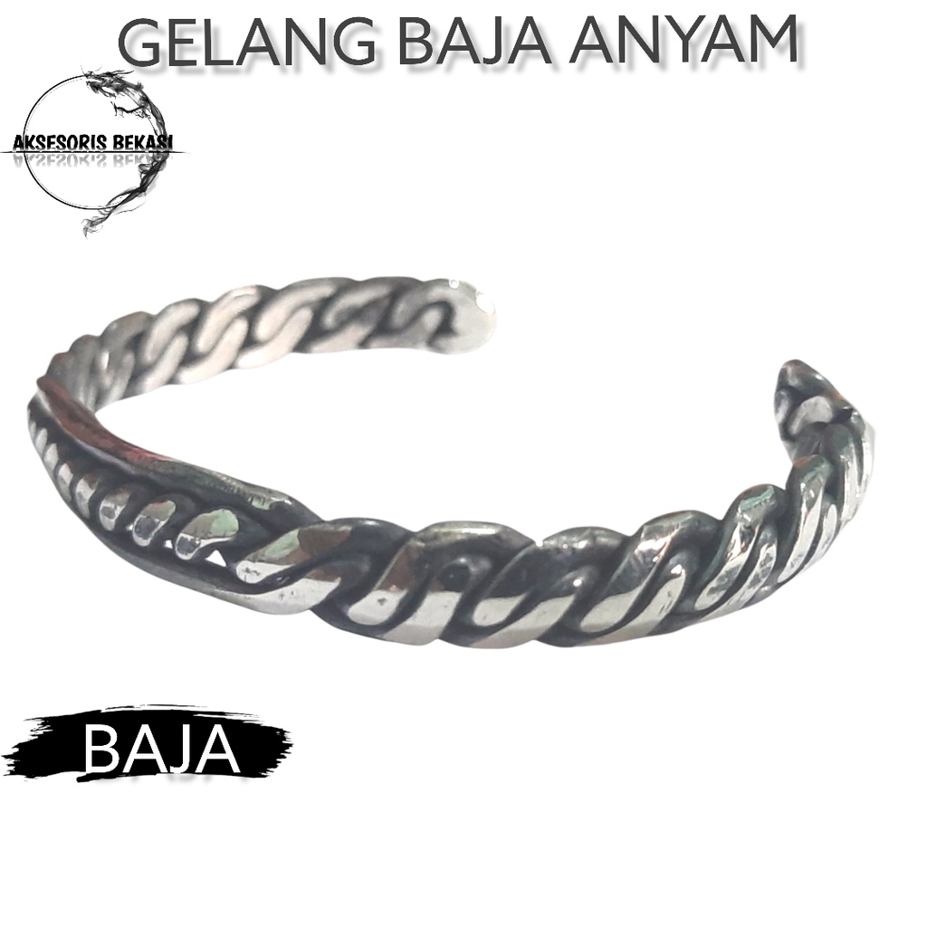 Jual Gelang Pria Baja Khas Papua Motif Kepang Anyam Anti Karat Warna