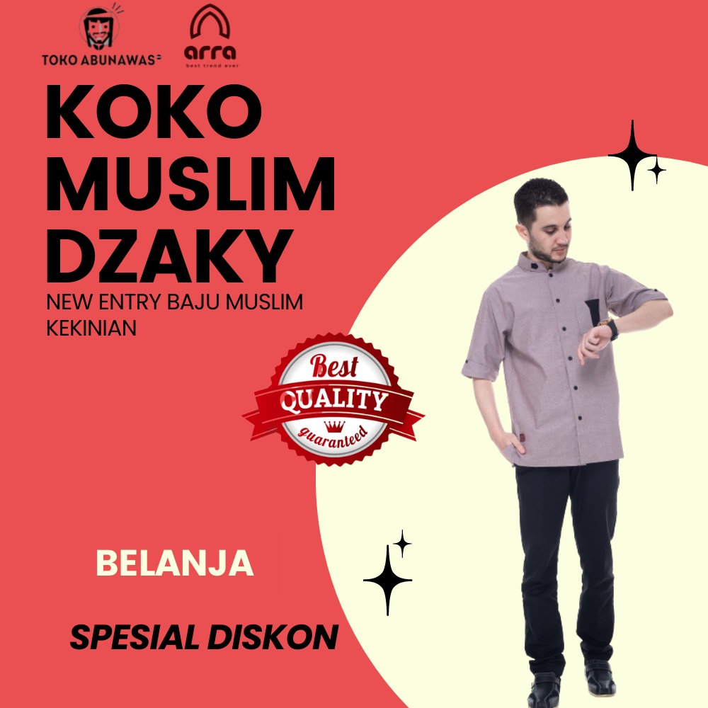 Jual Busana Baju Kemeja Koko Muslim Pria Lengan Pendek Premium Arra