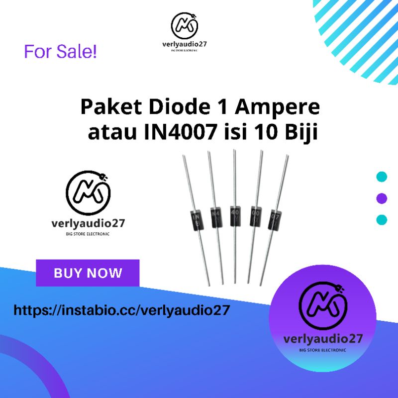 Jual Paket 10 Biji Diode 1 Ampere Dioda 1 Amper 10 Pcs IN4007 Dioda