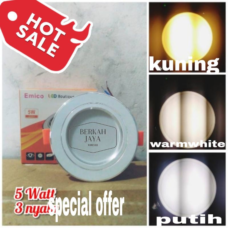 Jual Lampu Plafon Lampu Downlight In Bow Emico 5w Tricolour Shopee