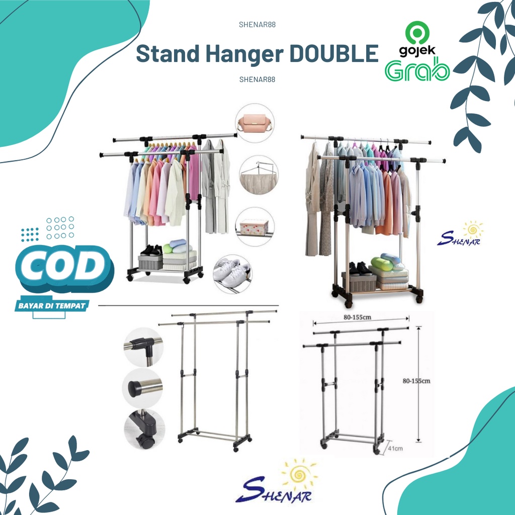 Jual Double Stand Hanger Gantungan Baju Serbaguna Multifubgsi D Lemari