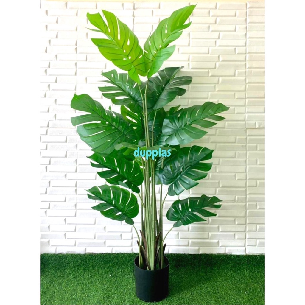 Jual Pohon Hias Daun Monstera T Latex Artificial Pot Dasar Hitam