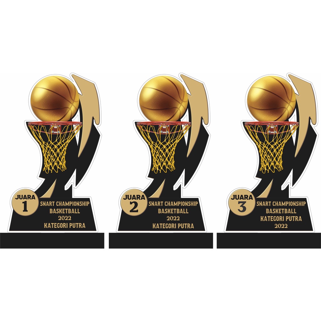 Jual 1set Isi 6 Buah Piala Trophy Plakat Basket Bahan Akrilik 3mm Free