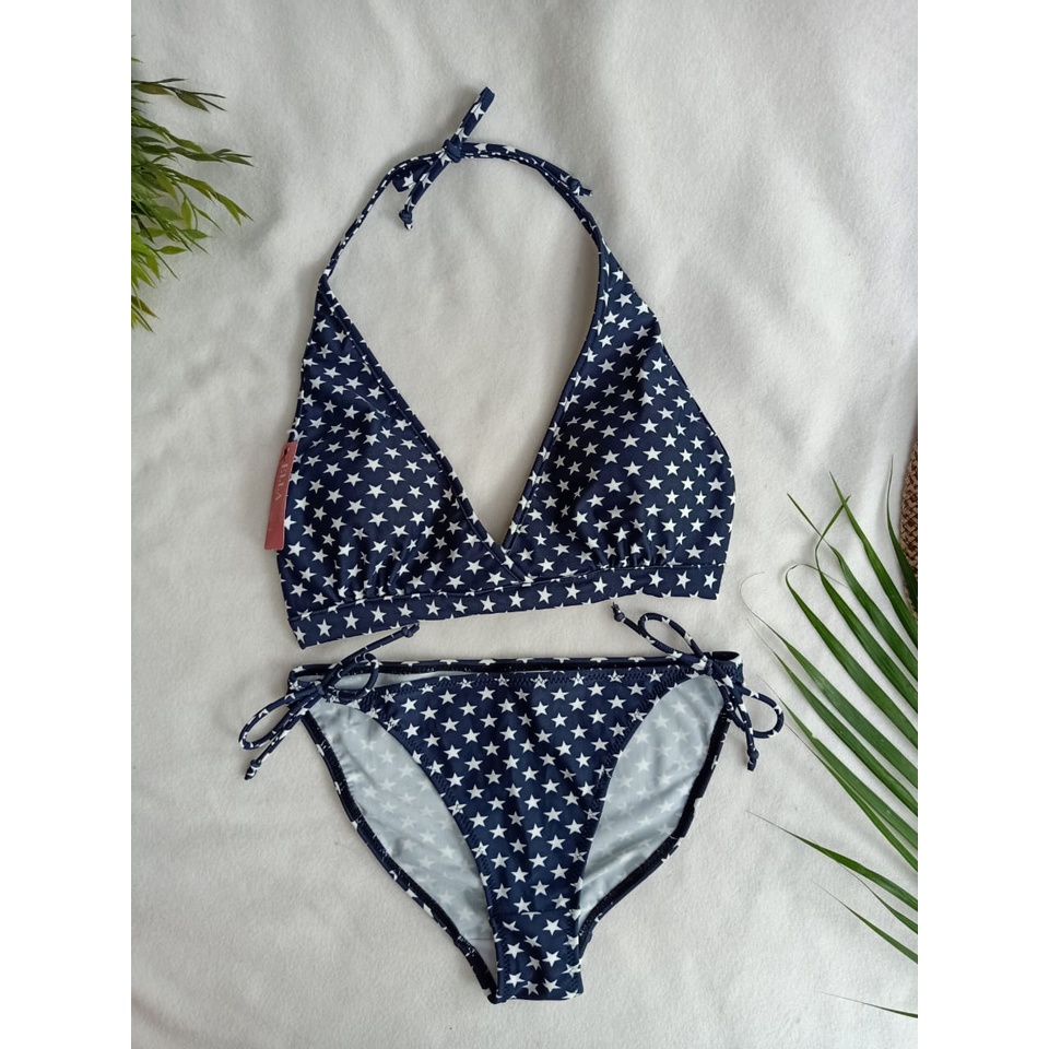 Jual BK 3303 RX BIRU NAVY BINTANG BIKINI PANTAI SEGITIGA IKAT TALI