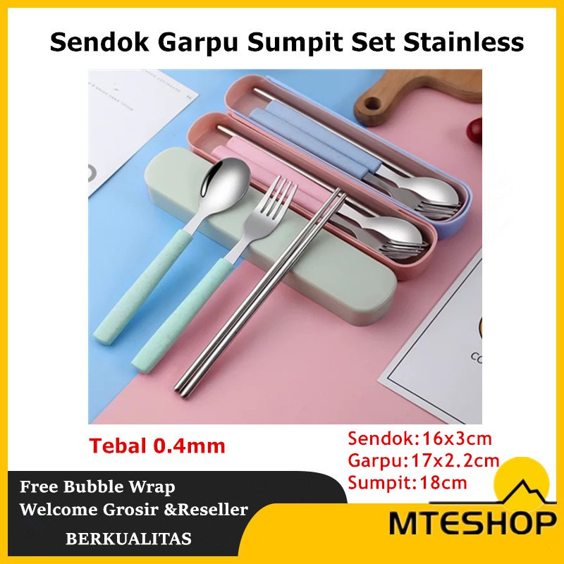 Jual Alat Makan Sendok Garpu Sumpit Set Stainless Steel Sendok Set