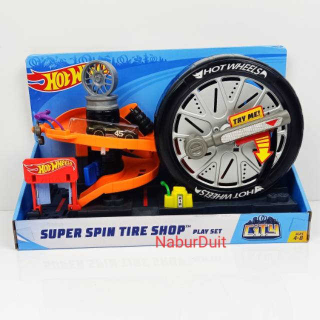 Jual Hot Wheels Super Spin Tire Shop Play Set Hotwheels Ori Mattel