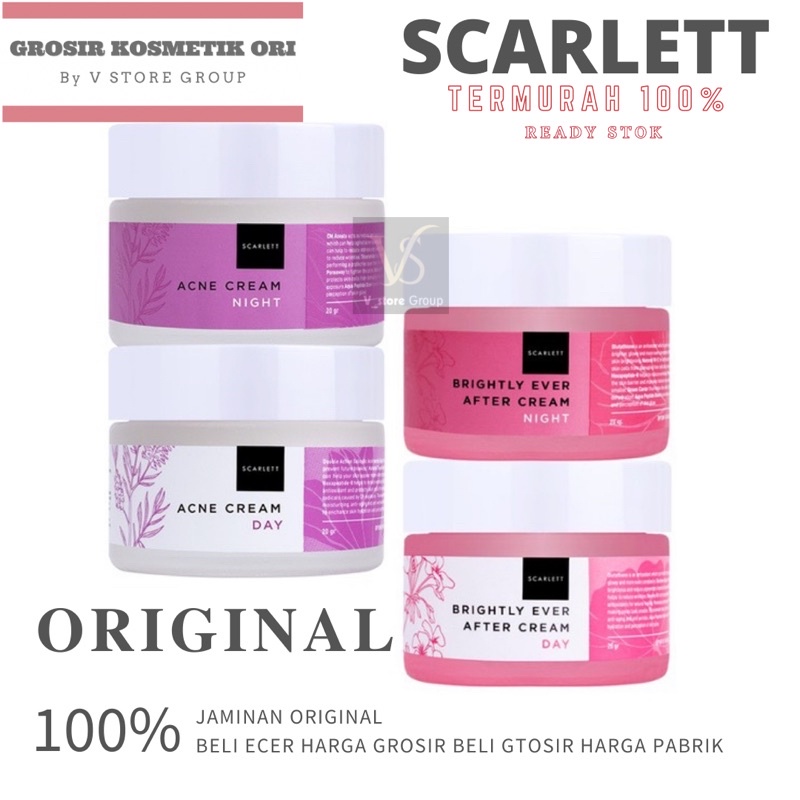 Jual SCARLETT WHITENING CREAM ACNE BRIGHTLY DAY NIGHT CREAM BPOM