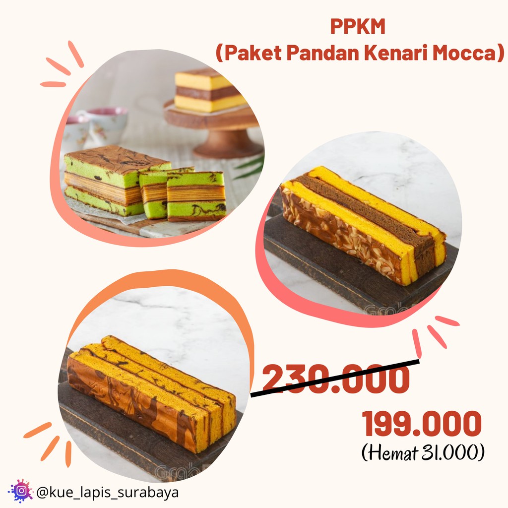 Jual Ppkm Paket Pandan Kenaro Mocca Kue Lapis Surabaya Spikoe Asli