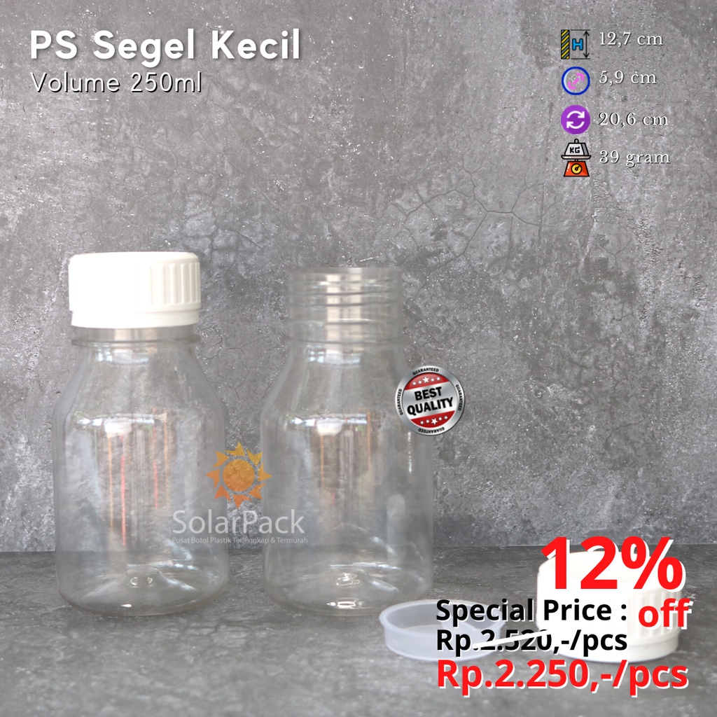 Jual Botol Plastik 250ml PET PS Madu Tutup Segel Kecil MINIMAL ORDER