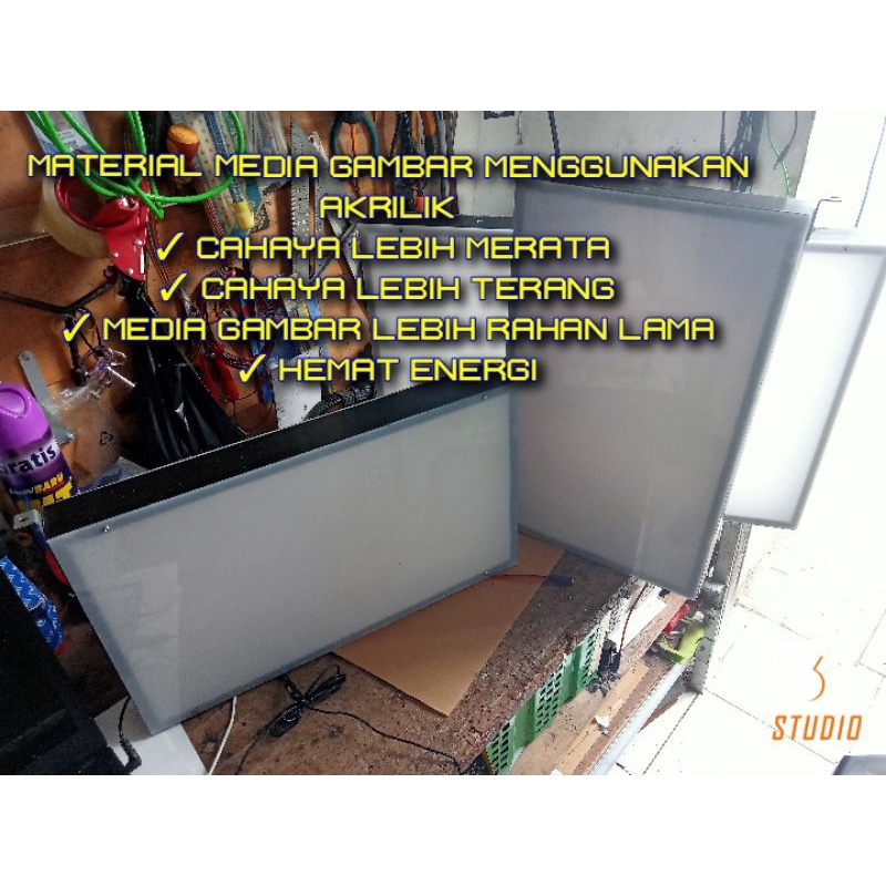 Jual Neon Box Akrilik Ukuran 80x60 Tampilan 1 Dan 2 Sisi Box Tebal 5 Cm